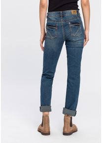 Arizona Damen Gerade Jeans "Kontrastnähte", blau, Basic, Gr. 34, Jeans, Obermaterial: 98% Baumwolle, 2% Elasthan, Jeans, niedrige Leibhöhe, in