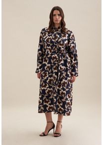 Seidensticker Damen Sommerkleid "Schwarze Rose", blau, Gr. 52, bedruckt, 100% Viskose, Kleider, Langarm Kragen Druck