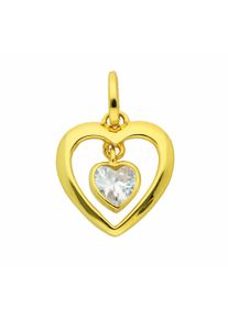 Adelia´s ADELIA ́S Damen Ketten-Anhänger "Damen Goldschmuck 333 Gold Anhänger Herz mit Zirkonia", Gelbgold 333, gold, Gelbgold 333, Schmuckanhänger, 333 Gold