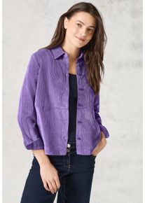 Cecil Damen Hemdbluse, lila, casual, Gr. XXL, unifarben, Stoff, 89% Polyester, 8% Nylon, 3% Elasthan, Blusen, mit Knopfleiste