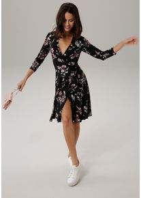 Laura Scott Damen Jerseykleid, bunt, feminin, Gr. 36, geblümt, Single Jersey, Obermaterial: 95% Viskose, 5% Elasthan, Kleider, figurbetonter Schnitt,