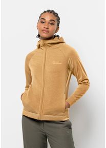 Jack Wolfskin Damen Fleecejacke "WALDSEE HOODED JKT W", gelb, Gr. XS, OBERSTOFF 83% POLYESTER, 9% WOLLE, 8% ELASTHAN FUTTER 100% POLYESTER, Jacken