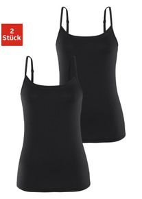 Vivance Damen Spaghettitop "mit verstellbaren Trägern", schwarz, Basic, Gr. 32, unifarben, Single Jersey, Obermaterial: 95% Baumwolle, 5% Elasthan,