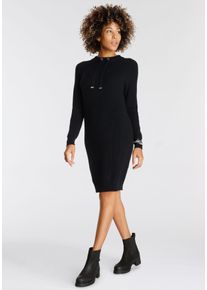 Boysen's BOYSEN'S Damen Strickkleid, schwarz, casual, Gr. 42, unifarben, kontrastfarbene Details, Strick, Obermaterial: 50% Viskose, 28% Polyester, 22%