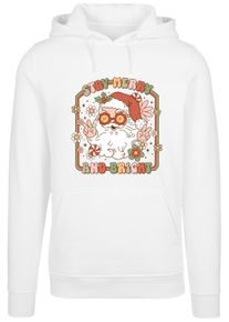 F4NT4STIC Damen Kapuzenpullover "Stay Merry And Bright Hippie Santa", weiß, casual, Gr. S, Obermaterial: 65% Baumwolle, 35% Polyester, Pullover,