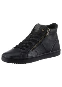 Geox Damen Sneaker "D BLOMIEE B", Gr. 36, schwarz, Lederimitat, Reptilienprägung, casual, Schuhe, High Top Sneaker, Schnürboots, Winterboots mit