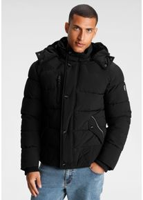 Bruno Banani Herren Steppjacke, schwarz, casual, Gr. XXL, unifarben mit Farbeinsatz, kontrastfarbene Details, Web, Obermaterial: 100% Polyester.