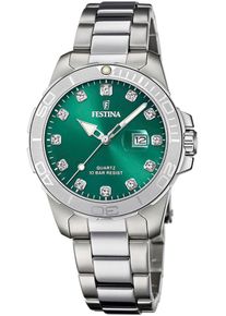 Festina Damen Quarzuhr "Boyfriend Collection", silber, Armbanduhren, Armbanduhr, Damenuhr, Edelstahlarmband, bis 10 bar wasserdicht, Datum