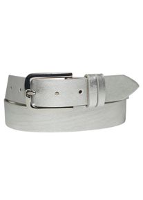 AnnaMatoni Damen Ledergürtel, silber, modisch,festlich,elegant,feminin, Gr. 115, unifarben, glänzend, metallic, leicht glänzend, Leder, Gürtel, mit