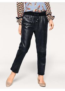 Heine Damen Lederhose, schwarz, Gr. 38, unifarben, 100% Lammnappaleder, Bund:30% Polyester, 5% Elasthan, 65% Viskose, Hosen