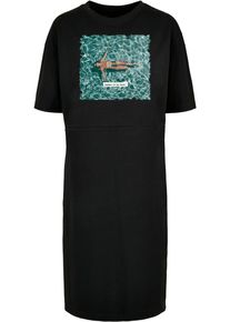 Merchcode Damen Shirtkleid "Merchcode Damen Ladies Summer - On My Mind Oversized Slit Dress", schwarz, klassisch, Gr. M, 100% Baumwolle, Kleider
