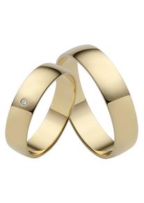 Firetti Trauring "Schmuck Geschenk Gold Hochzeit Ehering Trauring "LIEBE"", 17,5, 0,01 ct SI = kleine Einschlüsse mit Brillant, Gelbgold 375, 5mm,