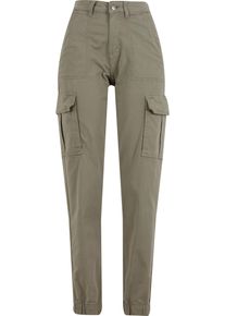 Urban Classics Damen Stoffhose "Urban Classics Damen Ladies Cotton Twill Utility Pants", grün, Gr. 26, unifarben, 98% Baumwolle, 2% Elasthan, Hosen