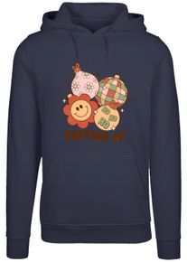 F4NT4STIC Damen Kapuzenpullover "Festive AF Christmas Tree Balls", blau, casual, Gr. XL, Obermaterial: 65% Baumwolle, 35% Polyester, Pullover,