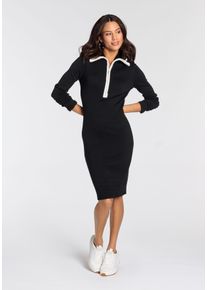 Bruno Banani Damen Strickkleid, schwarz, feminin, Gr. 42, clean, unifarben, gepflegt, Strick, Obermaterial: 70% Viskose, 30% Polyamid, Kleider,