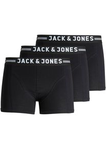 Jack & Jones JACK & JONES Herren Boxer "Sense Trunks", Gr. L, schwarz, Obermaterial: 95% Baumwolle, 5% Elasthan, unifarben mit Farbeinsatz, Unterhosen