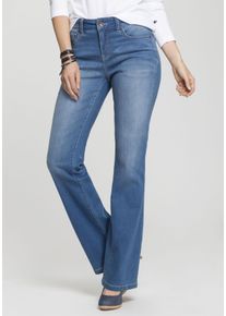 H.I.S. H.I.S Damen Bootcut-Jeans "High-Waist", blau, Basic, Gr. 30, Denim/Jeans, Obermaterial: 95% Baumwolle, 3% Polyester, 1% Elasthan, 1% Elasthan