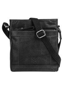 Sansibar Damen Umhängetasche, schwarz, Leder, unifarben, leicht glänzend, Taschen, echt Leder