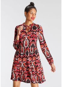 Tamaris Damen Minikleid, rot, feminin, Gr. 34, gemustert, Jersey, Obermaterial: 95% Viskose, 5% Elasthan, Kleider, festliche Anlässe, aus