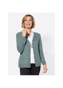 Cardigan Classic Basics Gr. 52, grün (kalkmint-meliert) Damen Strickjacken