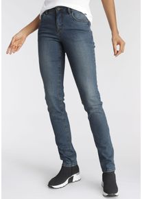 Arizona Damen Slim-fit-Jeans "Bund mit seitlichem Gummizugeinsatz", blau, Basic, Gr. 20, Denim/Jeans, Obermaterial: 98% Baumwolle, 2% Elasthan,