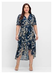 sheego Damen Abendkleid "Große Größen", blau, elegant, Gr. 44, gemustert, Obermaterial: 100% Polyester;Futter: 100% Polyester, Kleider, aus Chiffon,