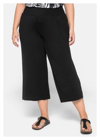 sheego Damen Jerseyhose "Große Größen", schwarz, casual, Gr. 52, Obermaterial: 95% Viskose, 5% Elasthan, Hosen, in legerer 3/4-Länge