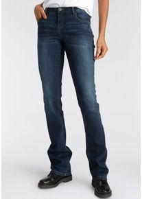 Arizona Damen Bootcut-Jeans "Ultra-Stretch", blau, Basic, Gr. 42, Denim/Jeans, Obermaterial: 74% Baumwolle, 24% Polyester, 2% Elasthan, Jeans,