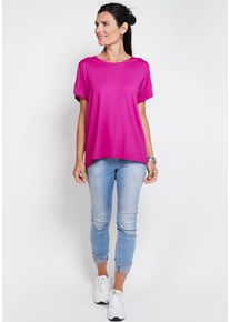 Seidel Moden Damen Kurzarmshirt, pink, Basic, Gr. 36, unifarben, Jersey, Obermaterial: 95% Viskose, 5% Elasthan, Shirts, mit überschnittenen
