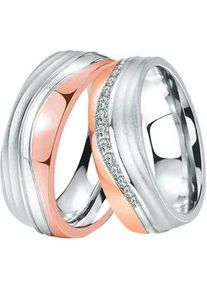 Trauring DOOSTI "Schmuck Geschenk Edelstahl Ehering Partnerring LIEBE" Fingerringe Gr. 56, mit Zirkonia, Edelstahl, 7mm, rosegold (edelstahlfarben, roségoldfarben, kristallweiß) wahlweise mit oder ohne Zirkonia