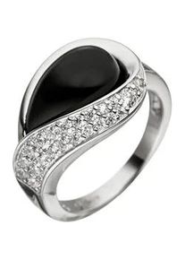 Silberring Jobo Fingerringe Gr. 64, Silber 925 (Sterlingsilber), silberfarben (silber 925) Damen 925 Silber mit Onyx und Zirkonia