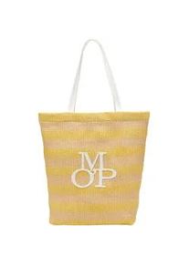 Marc O'Polo Shopper MARC O'POLO "in Bast-Optik mit Echtleder-Logo" Gr. B/H/T: 39cm x 39cm x 12cm, gelb Damen Taschen