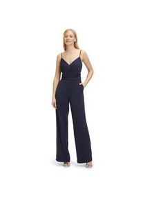 Overall Vera Mont "Vera Mont Jumpsuit mit V-Ausschnitt" Gr. 44, Normalgrößen, blau (night sky) Damen Overalls Materialmix