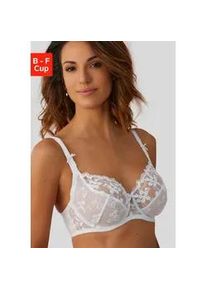 Bügel-BH Lascana Gr. 95, Cup F, weiß Damen BHs mit transparenter Stickerei-Spitze, Dessous