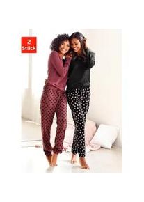 Pyjama Vivance DREAMS Gr. 48/50, rot (bordeaux, schwarz) Damen Homewear-Sets mit Sternenmuster