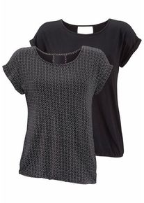 Lascana Kurzarmshirt 'mit modischem Cut-Out' mehrfarbig Gr. 32/34 für Damen. Mit Rundhals. Bequem. Nachhaltig.
