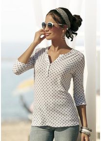 Lascana Blusenshirt 'mit Knopfleiste' weiß Gr. 36/38 für Damen. V-Ausschnitt und Knöpfe. Bequem. Nachhaltig.