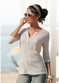 Lascana Blusenshirt 'mit Knopfleiste' weiß Gr. 36/38 für Damen. V-Ausschnitt und Knöpfe. Bequem. Nachhaltig.
