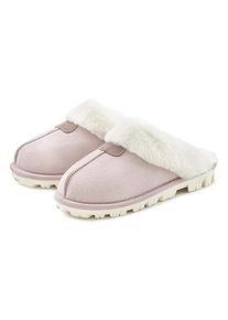 Vivance Pantolette 'Plüsch Hausschuhe, Hausschuh, Pantoffeln, Clogs, Schlappen,' pink Gr. 43 für Damen. Mit Fellimitat