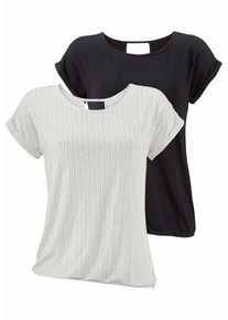 Lascana Kurzarmshirt 'mit modischem Cut-Out' mehrfarbig Gr. 32/34 für Damen. Mit Rundhals. Bequem. Nachhaltig.