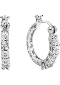 Paar Creolen Firetti "Schmuck Geschenk Silber 925 Ohrschmuck Ohrringe" Ohrringe Gr. 0,05 ct P3 = leicht erkennbare Einschlüsse, Silber 925 (Sterlingsilber)-Diamanten, silberfarben Damen mit Diamant