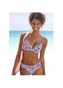 Push-Up-Bikini-Top s.Oliver "Scatter" Gr. 38, Cup C, lila (lila, bedruckt) Damen Bikini-Oberteile wattierte Cups, mit separaten Push-Up-Kissen, verstellbare Träger