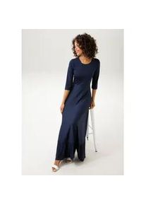 Maxikleid Aniston CASUAL Gr. 36, N-Gr, blau (marine) Damen Kleider Rockteil mit Volant aus Plissee