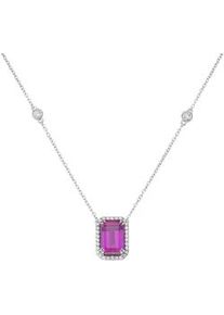 Collier Giorgio Martello MILANO "mit Zirkonia, Silber 925" Halsketten Gr. 45cm, Silber 925 (Sterlingsilber), pink Damen