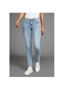 Skinny-fit-Jeans Arizona "Ultra-Stretch" Gr. 88, K + L Gr, blau (bleached) Damen Jeans extra-enger Beinverlauf, normale Leibhöhe, mit Eingrifftaschen