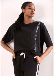 French Connection T-Shirt schwarz Gr. 32/34 für Damen. Rundhals und Druck, Logodruck. Bequem. Nachhaltig.