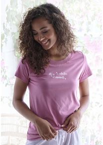 s.Oliver Pyjamaoberteil pink Gr. 32/34 für Damen. Rundhals und Print. Bequem. Nachhaltig.