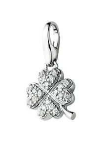 Charm-Einhänger Giorgio Martello MILANO "Kleeblatt mit Zirkonia, Silber 925" Charms silberfarben (silber) Damen