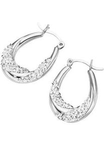 Paar Creolen Firetti "Schmuck Geschenk Silber 925 Ohrschmuck Ohrringe schungvoller Glitzer" Gr. Silber 925 (Sterlingsilber), silberfarben (silberfarben, kristallweiß, kristallweiß) Damen mit Kristallstein