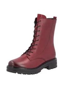 Schnürstiefelette Remonte Gr. 40, rot (dunkelrot used) Damen Schuhe Blockabsatz, Schnürboots, Chunky Boots mit Kontrast-Rahmennaht